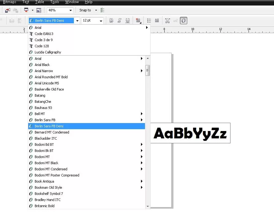 Change font style in CorelDraw