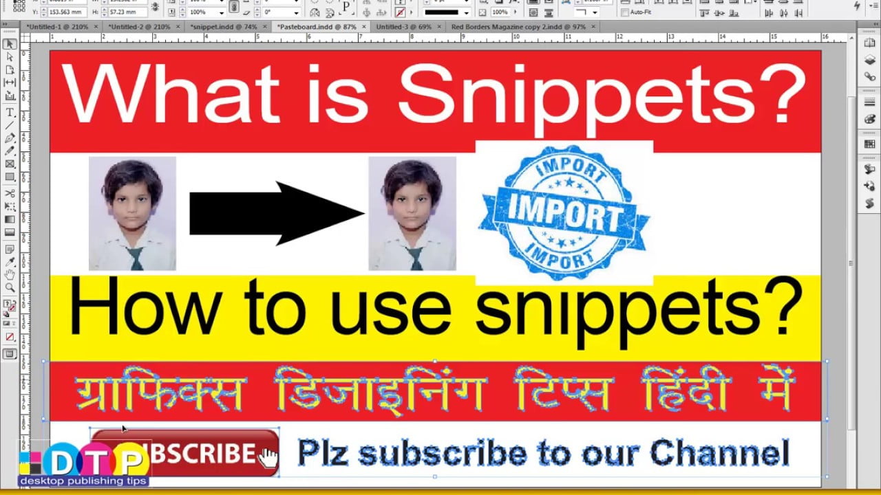 How to use Snippets and Content Placer Tool in Indesign – Indesign Secrets in Hindi