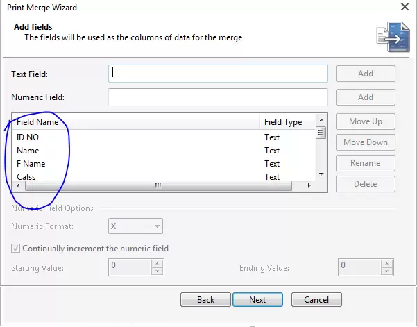 Data field in Print Merge Command