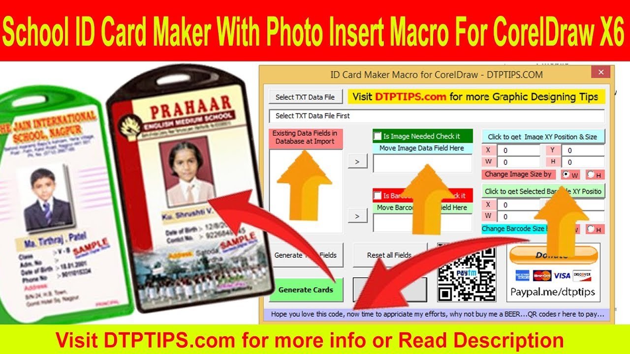 Coredraw Id Card Maker Macro with Barcode and Photograph
