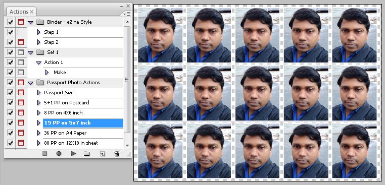 15 Passport Photo Action on 5×7 Size Sheet For Photoshop