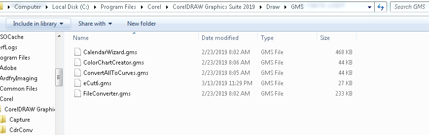 CorelDraw GMS Folder