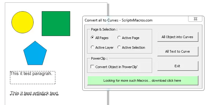 Convert all text to curves... application run