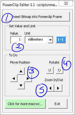 CorelDraw Macro: Insert Bitmap into Powerclip Frame and Editor