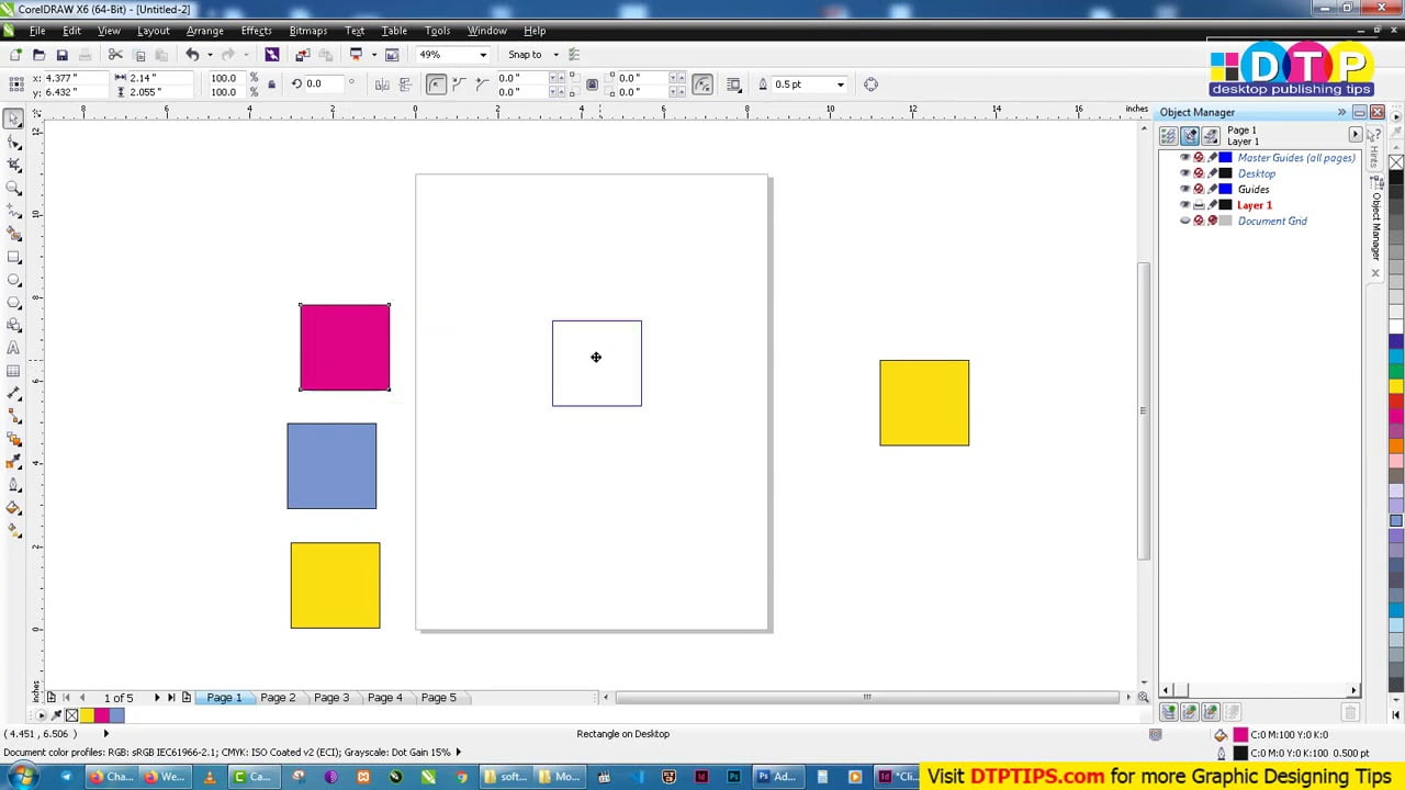 Objects outside the page border not displayed on different pages: CorelDraw Problem