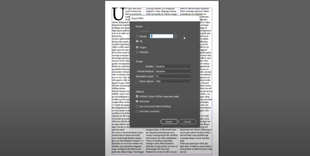 How to Save an InDesign File as a JPEG