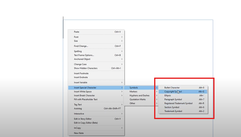 How to Insert a Copyright Symbol in Adobe InDesign