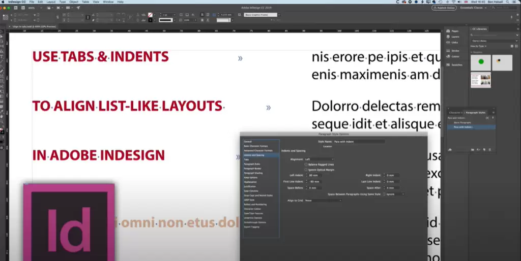 Aligning Text with Tabs and Indents in Adobe InDesign: A Step-by-Step Guide