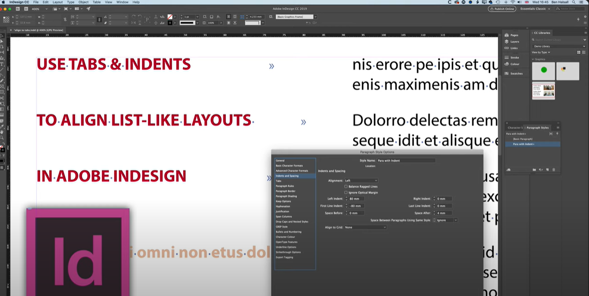 18. Aligning Text with Tabs and Indents in Adobe InDesign: A Step-by-Step Guide