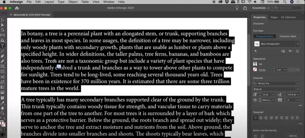 How to Select and Edit Paragraph Text in Adobe InDesign Using Keyboard Shortcuts