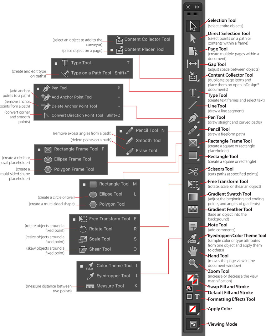 Adobe InDesign tools,InDesign tutorial,graphic design tools,InDesign shortcuts,content collector,pen tool,frame tool,InDesign guide,design basics,learn InDesign