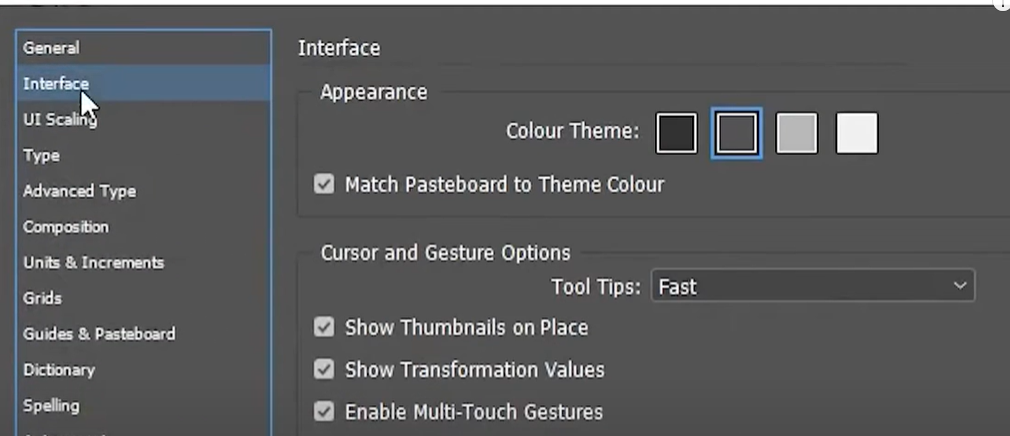 How to Change the Interface Appearance Color Theme in Adobe InDesign