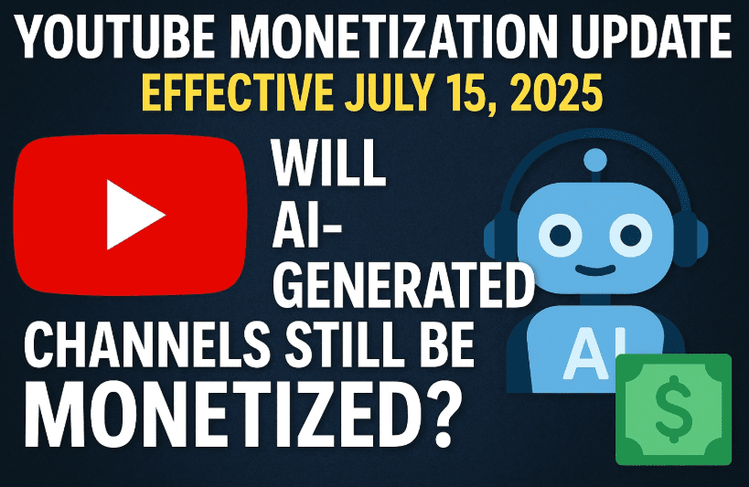 YouTube Monetization Update (Effective July 15, 2025): Will AI-Generated Channels Still Be Monetized?