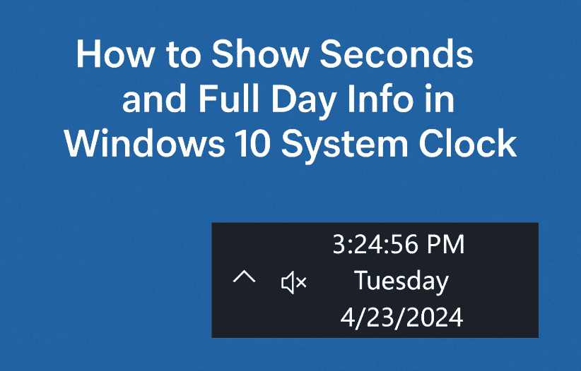 How to Show Seconds and Full Day Info in Windows 10 System Clock (With Registry Edits)