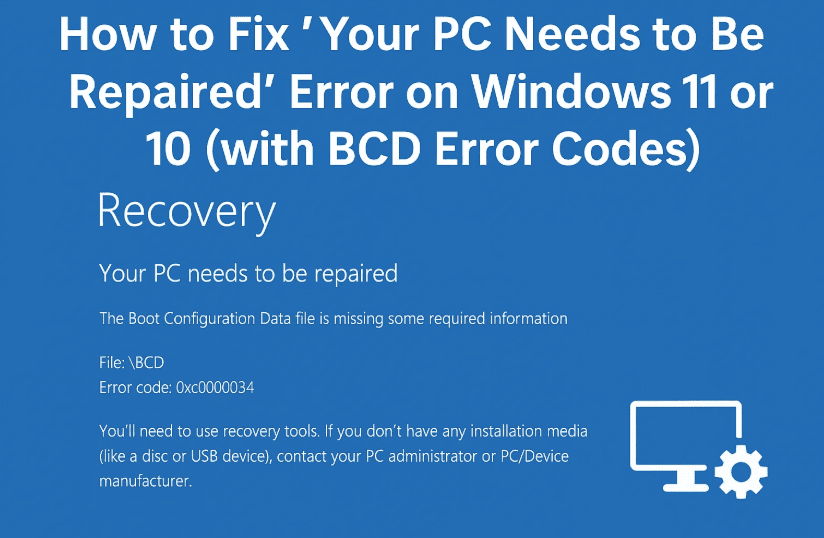 How to Fix “Your PC Needs to Be Repaired” Error on Windows 11 or 10 ...