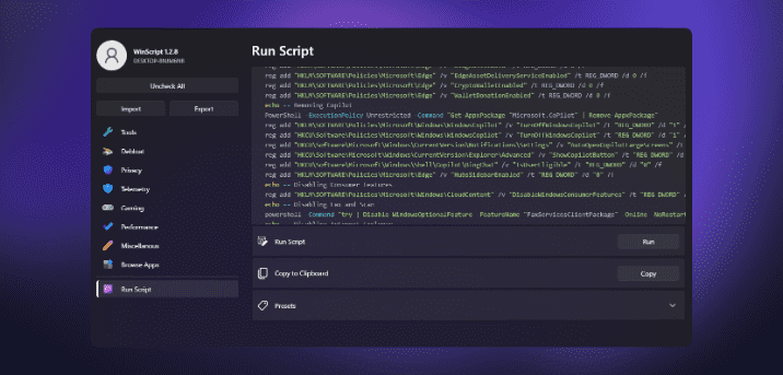 🚀 How to Use WinScript to Optimize and Debloat Windows 10 & 11 for Better Performance