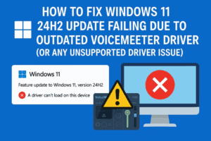 How to Fix Windows 11 24H2 Update Failing Due to Outdated Voicemeeter Driver (or Any Unsupported Driver Issue)