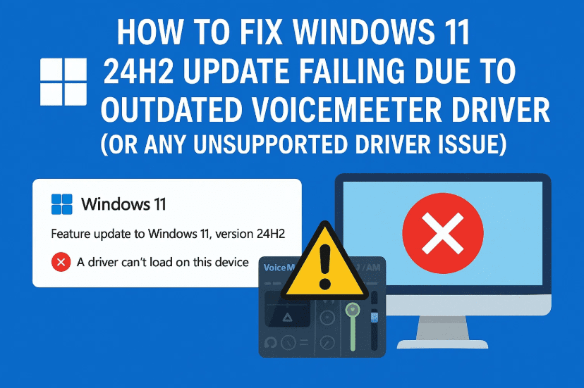 How to Fix Windows 11 24H2 Update Failing Due to Outdated Voicemeeter Driver (or Any Unsupported Driver Issue)