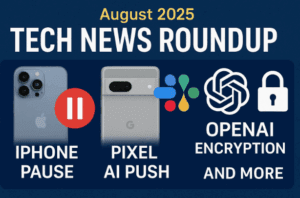 📰 August 2025 Tech News Roundup: Apple’s iPhone Pause, Google’s Pixel AI Push, OpenAI Encryption, and More