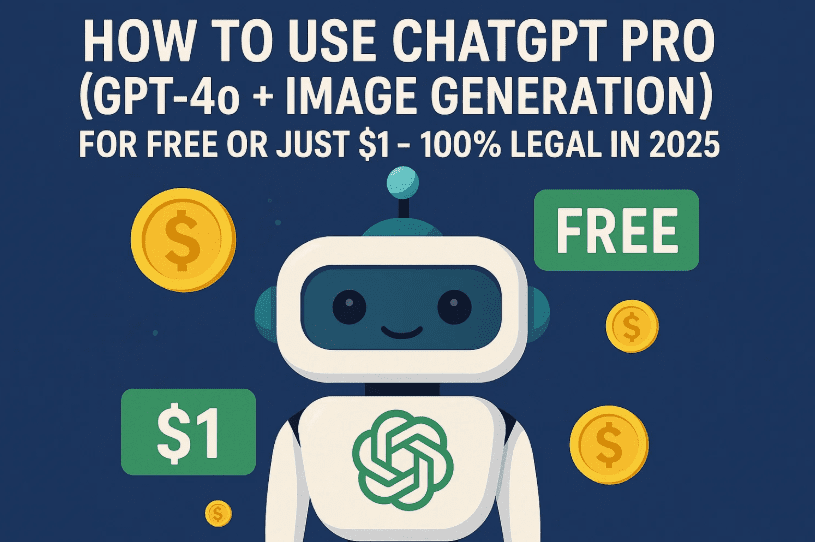 How to Use ChatGPT Pro (GPT-4o + Image Generation) for Free or Just $1 – 100% Legal in 2025