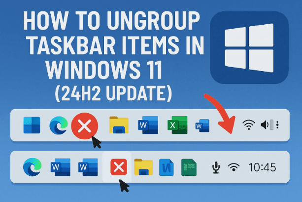 📌 How to Ungroup Taskbar Items in Windows 11 (23H2/24H2 Update)