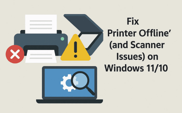 🖨️ Fix “Printer Offline” (and Scanner Issues) on Windows 11/10 —  No-Shortcut Guide