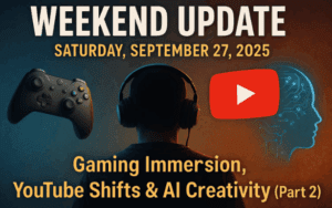 🎮 Saturday, September 27, 2025 – Weekend Update: Gaming Immersion, YouTube Shifts & AI Creativity (Part 2)