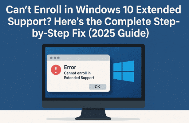 🖥️ Can't Enroll in Windows 10 Extended Support? Here’s the Complete Step-by-Step Fix (2025 Guide)