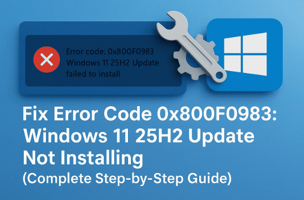 🛠 Fix Error Code 0x800F0983: Windows 11 25H2 Update Not Installing (Complete Step-by-Step Guide)