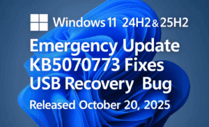 Windows 11 24H2 & 25H2 Emergency Update KB5070773 Fixes USB Recovery Bug (Released October 20, 2025)