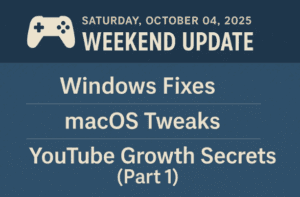 🎮 Saturday, October 04, 2025 – Weekend Update:  Windows Fixes, macOS Tweaks & YouTube Growth Secrets (Part 1)