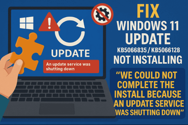 🧩 Fix Windows 11 Update KB5066835 / KB5066128 Not Installing: “We Could Not Complete the Install Because an Update Service Was Shutting Down”