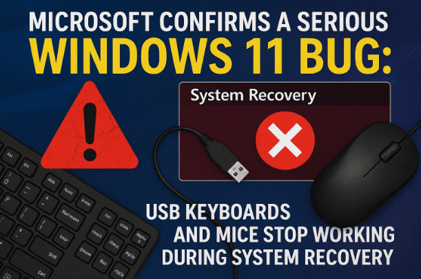 🧭 Microsoft Confirms a Serious Windows 11 Bug: USB Keyboards and Mice Stop Working During System Recovery