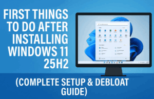 🖥️ First Things to Do After Installing Windows 11 25H2 (Complete Setup & Debloat Guide)