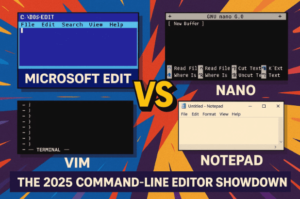 Microsoft Edit vs Nano vs Vim vs Notepad: The 2025 Command-Line Editor Showdown)