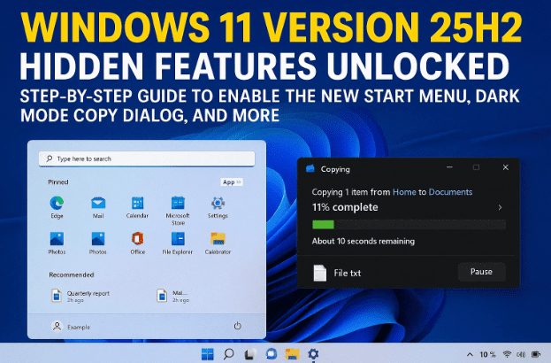 Windows 11 Version 25H2 Hidden Features Unlocked — Step-by-Step Guide to Enable the New Start Menu, Dark Mode Copy Dialog, and More