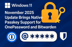 🔐 Windows 11 November 2025 Update Brings Native Passkey Support for OnePassword and Bitwarden