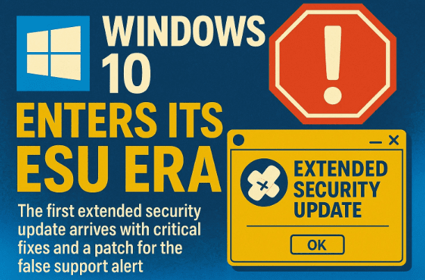 Windows 10 Enters Its ESU Era: The First Extended Security Update Arrives With Critical Fixes and a Patch for the False Support Alert