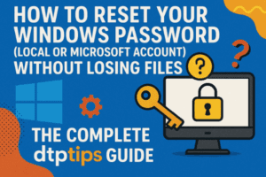 How to Reset Your Windows Password (Local or Microsoft Account) Without Losing Files — The Complete dtptips Guide