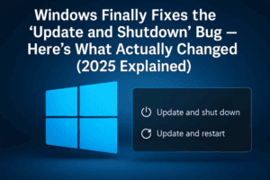 Windows Finally Fixes the “Update and Shutdown” Bug — Here’s What Actually Changed (2025 Explained)