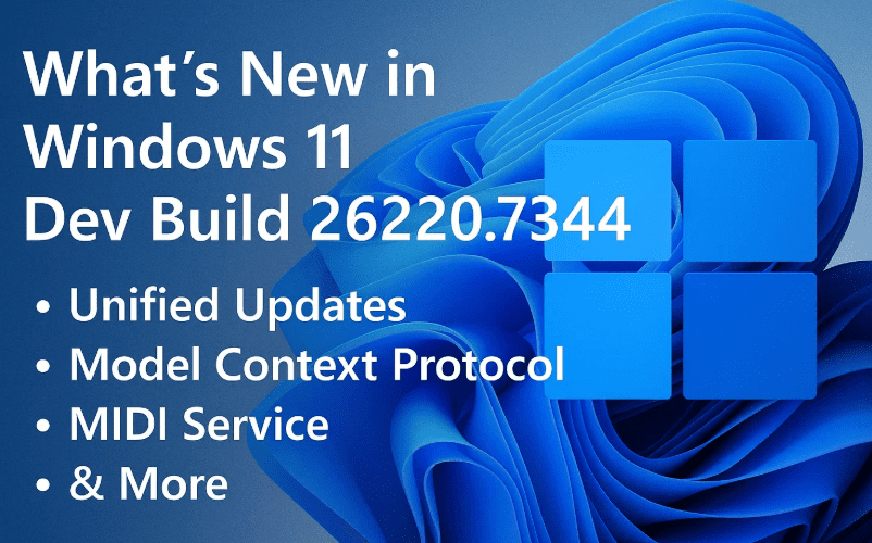 What’s New in Windows 11 Dev Build 26220.7344 – Unified Updates, Model Context Protocol, MIDI Service & More