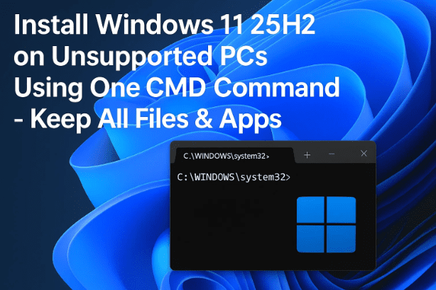 Install Windows 11 25H2 on Unsupported PCs Using One CMD Command — Keep All Files & Apps